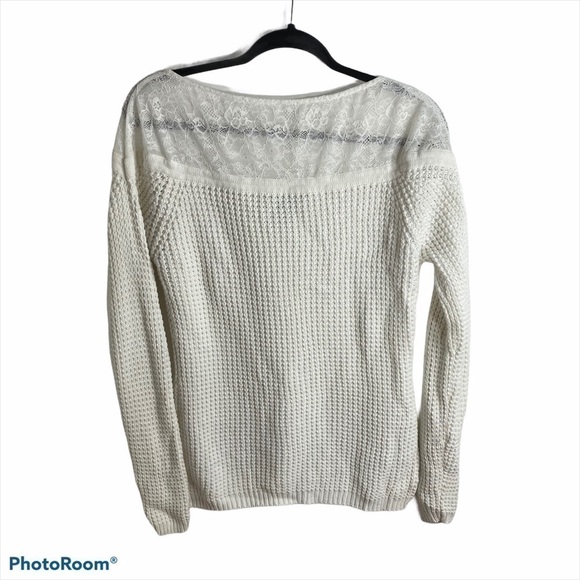 Etcetera White Sweater Large Lace Waffle Knit - Picture 5 of 6